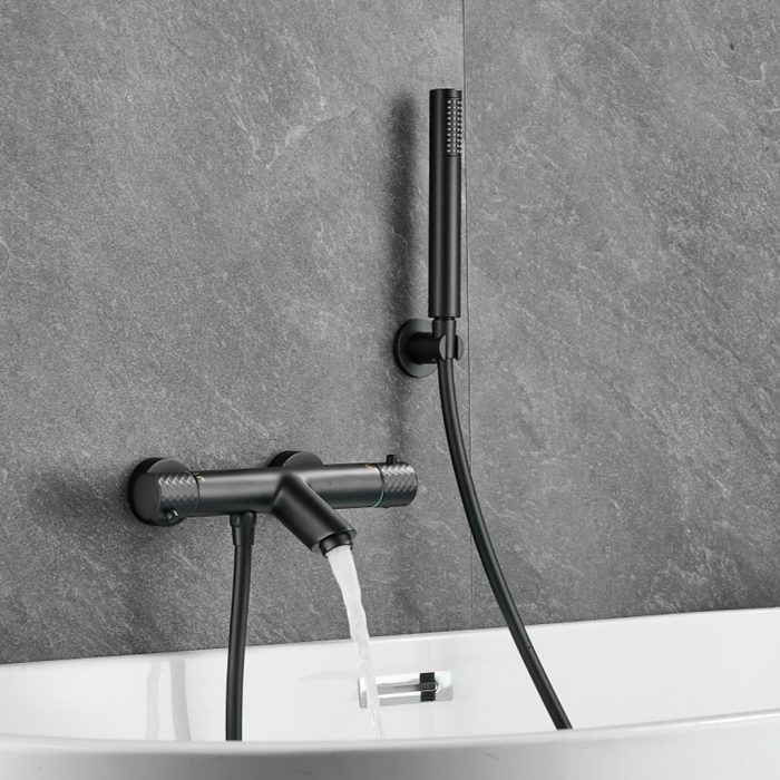 Grifo de ducha/bañera termostático negro mate maneta luxury - Serie Birim - Imagen 3