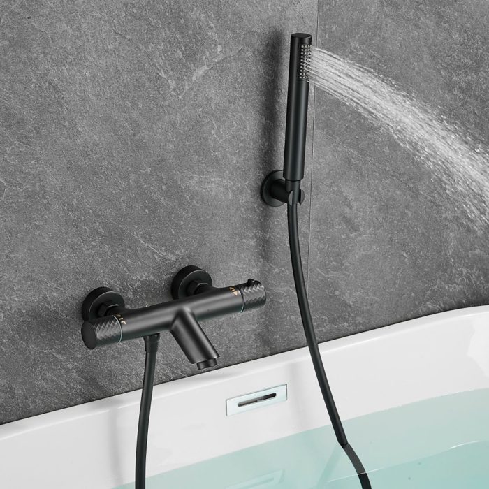 Grifo de ducha/bañera termostático negro mate maneta luxury - Serie Birim - Imagen 4