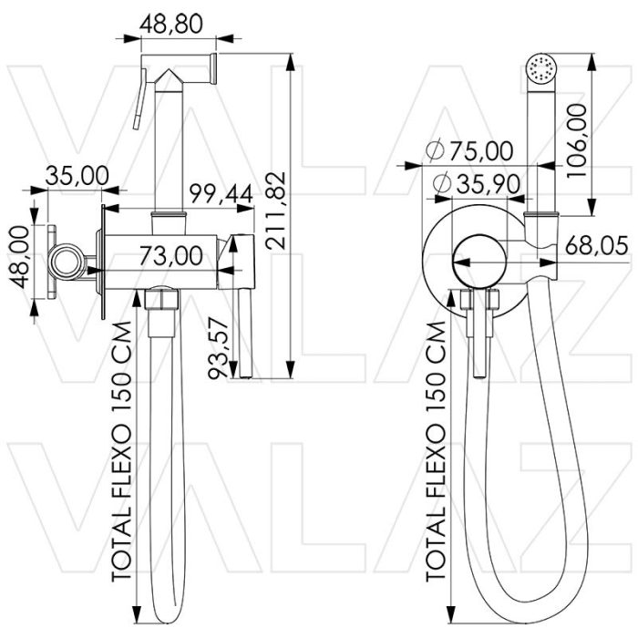 Grifo de bidet empotrado agua fria redondo 1 vía oro mate con protección PVD - Serie Guadiana - immagine 2