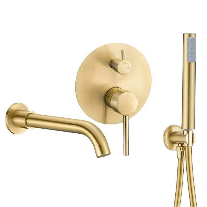 Grifo de bañera monomando empotrada oro mate con protección PVD - Serie Jucar