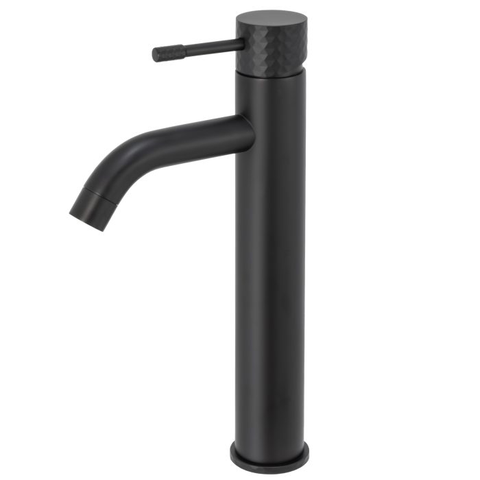 Grifo de lavabo alto monomando acabado maneta luxury negro mate serie Oda
