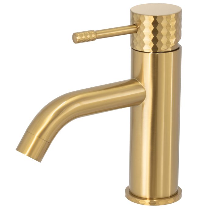Grifo de lavabo monomando acabado maneta luxury dorado cepillado - Serie Oda