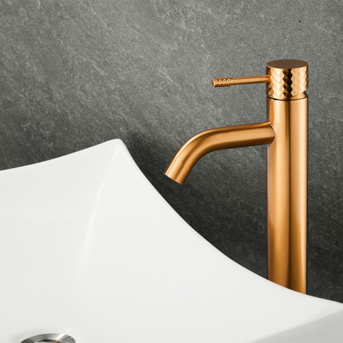 Grifo de lavabo alto monomando acabado maneta luxury dorado cepillado - Serie Oda - Image 3