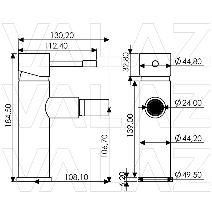 Grifo de bidé monomando acabado maneta luxury negro mate - Serie Oda - immagine 2