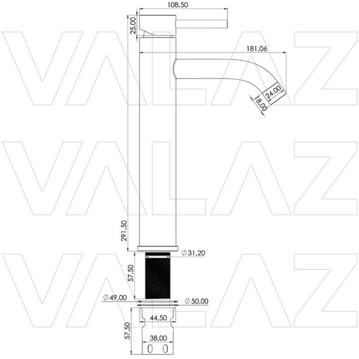 Grifo monomando de lavabo alto para pica redondo oro mate con protección PVD - Serie Jabalón - Image 3