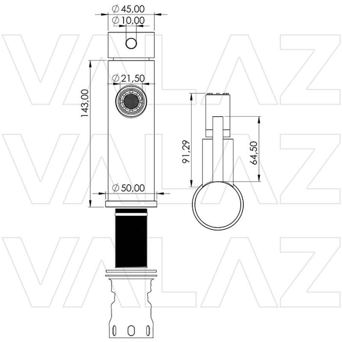 Grifo de bidet monomando redondo oro mate con protección PVD - Serie Jabalón - Image 2