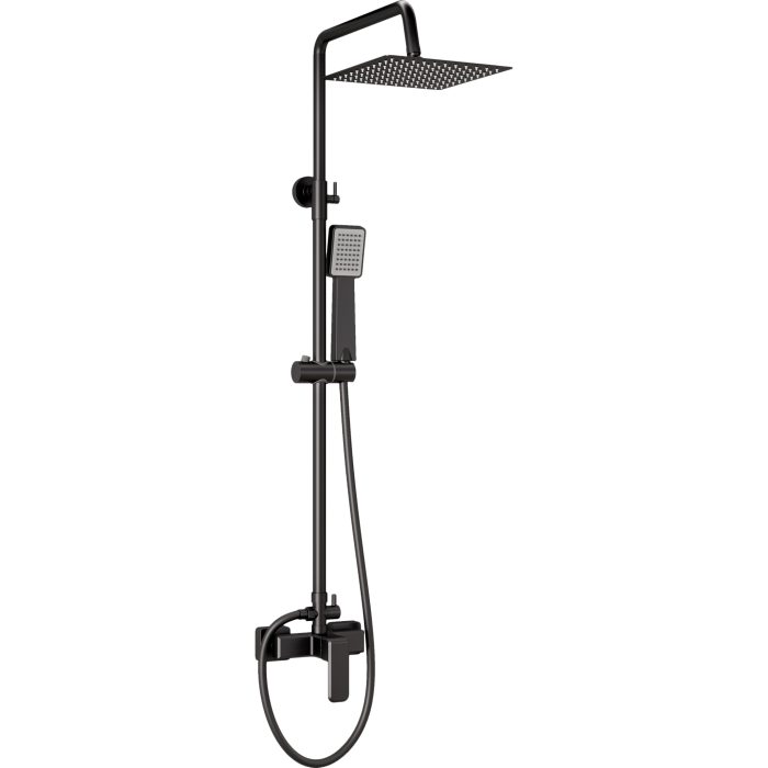 Barra de ducha monomando cuadrada ajustable hasta 120CM negro mate - Serie Vinalopo
