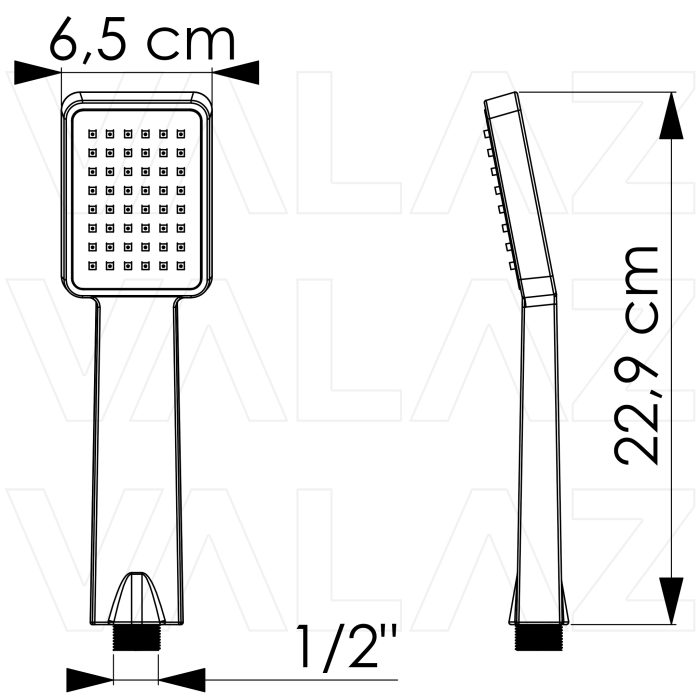 Alcachofa de mano ancha cuadrado negro mate - immagine 2