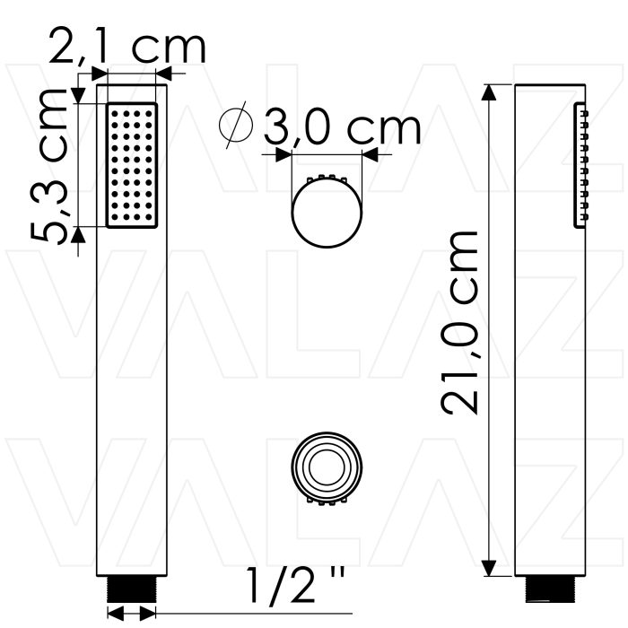 Alcachofa de mano fina redonda negro mate - immagine 2