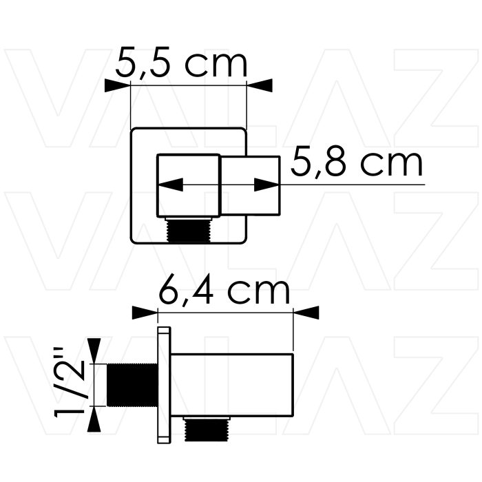 Soporte alcachofa de mano cuadrado cromado - Imagen 2