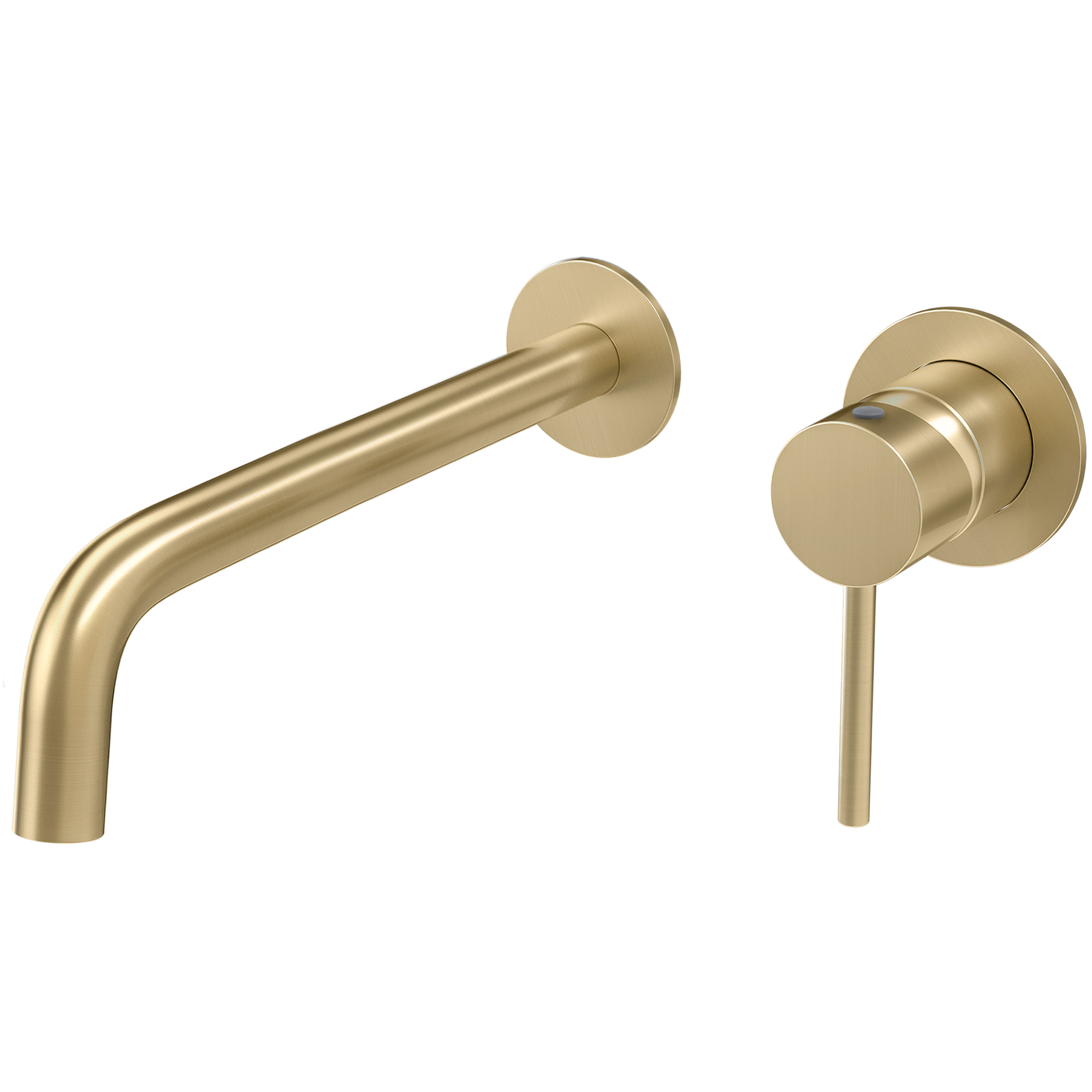 Grifo lavabo empotrado redondo monomando oro mate con protección PVD caño fino de 26cm y fijo - Serie Deva