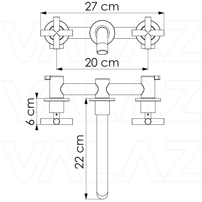 Grifo de lavabo empotrado redondo bimando oro mate con protección PVD - Serie Nalon - immagine 2