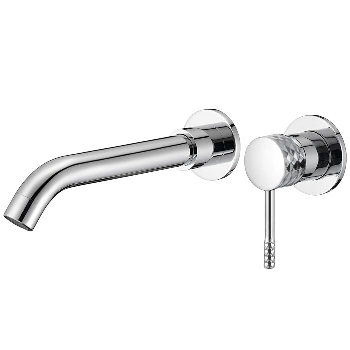 Grifo de lavabo empotrado redondo monomando cromado acabado maneta luxury con caño 21cm- Serie Ofin