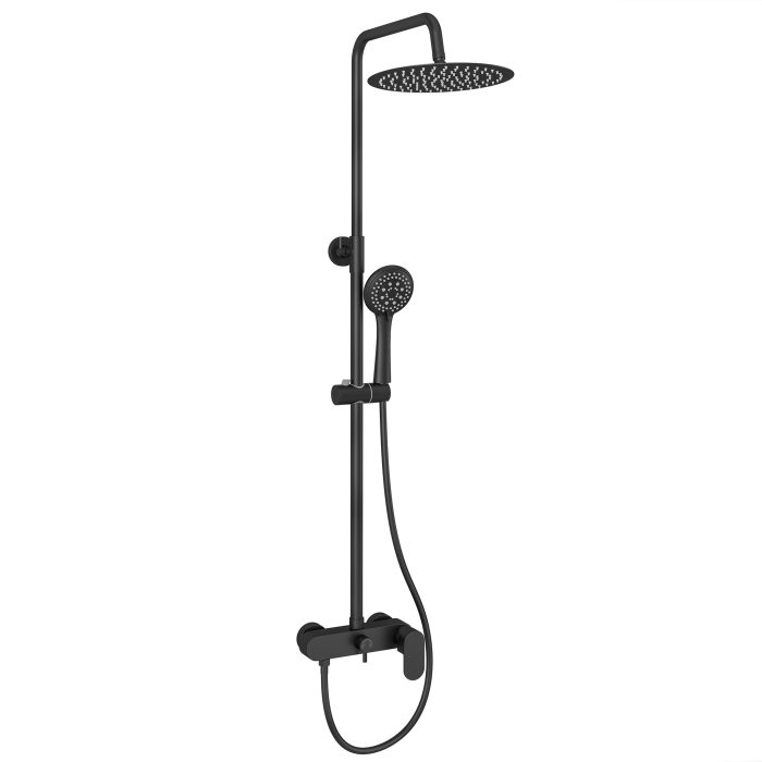 Barra de ducha monomando redonda ajustable hasta 150CM negro mate - Serie Viar
