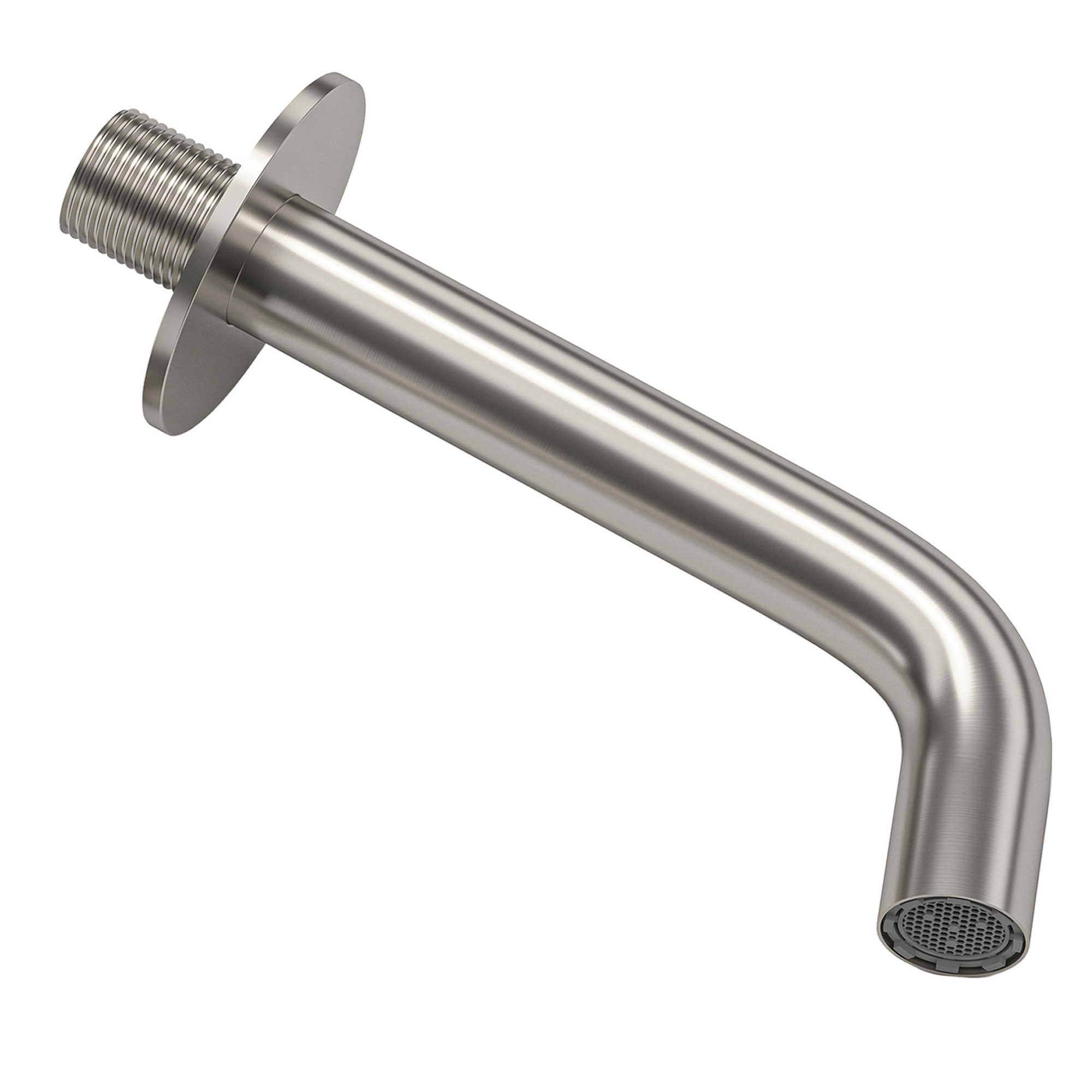 Caño redondo empotrado 21 cm acero cepillado para lavabo