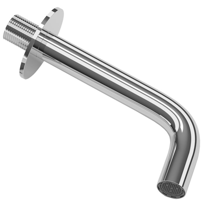 Caño redondo empotrado 15 cm cromado para lavabo