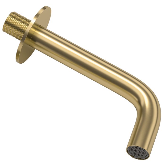 Caño redondo empotrado 15 cm oro mate con protección PVD para lavabo