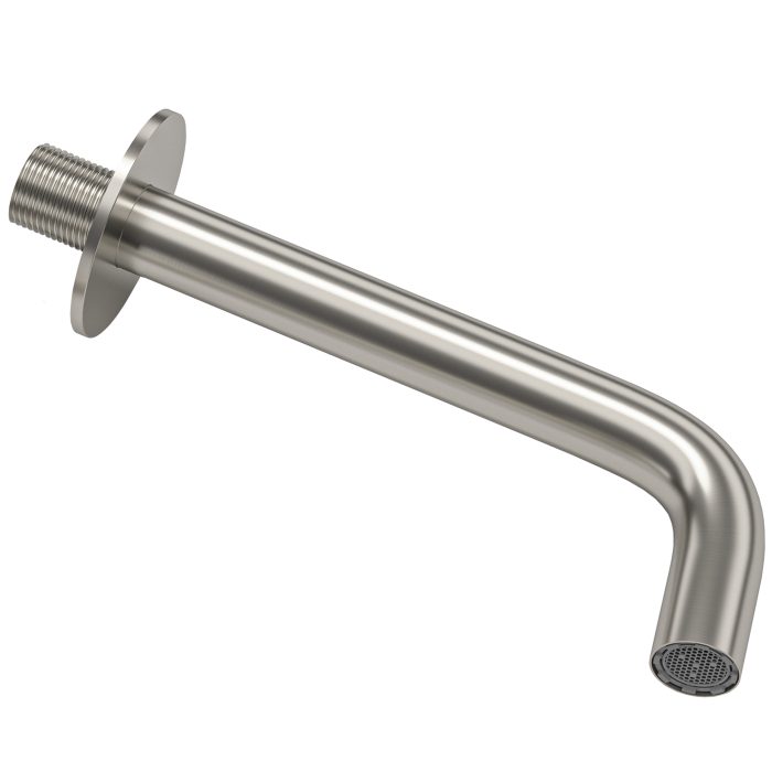 Caño redondo empotrado 21 cm acero cepillado para lavabo