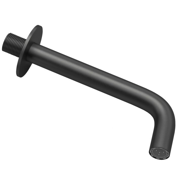 Caño redondo empotrado 21 cm negro mate para lavabo