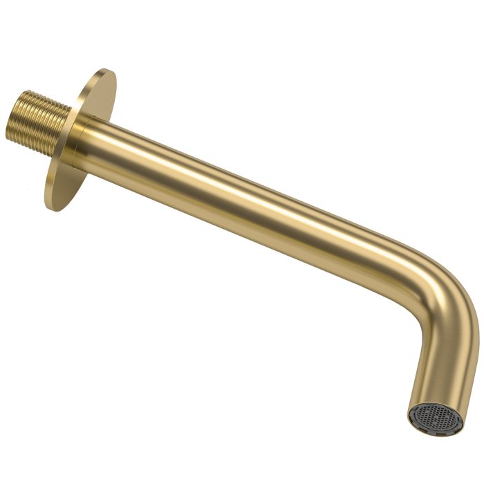 Caño redondo empotrado 21 cm oro mate con protección PVD para lavabo