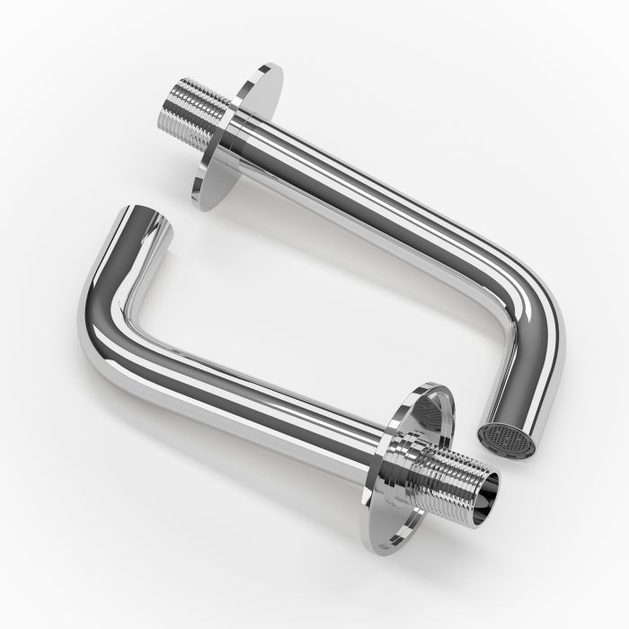 Caño redondo empotrado 15 cm cromado para lavabo - immagine 3