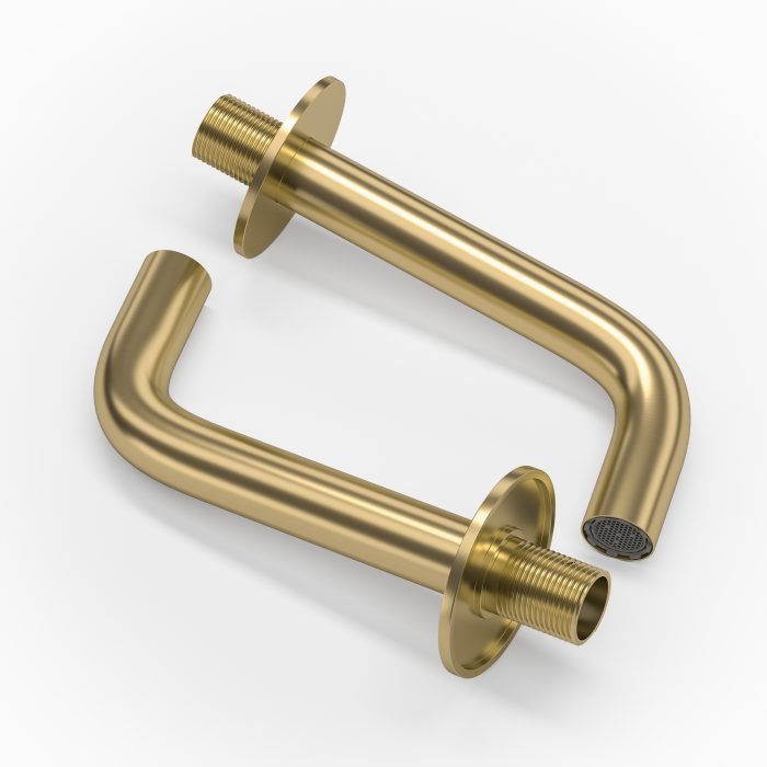 Caño redondo empotrado 15 cm oro mate con protección PVD para lavabo - immagine 2