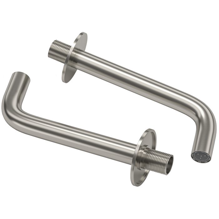 Caño redondo empotrado 21 cm acero cepillado para lavabo - immagine 3