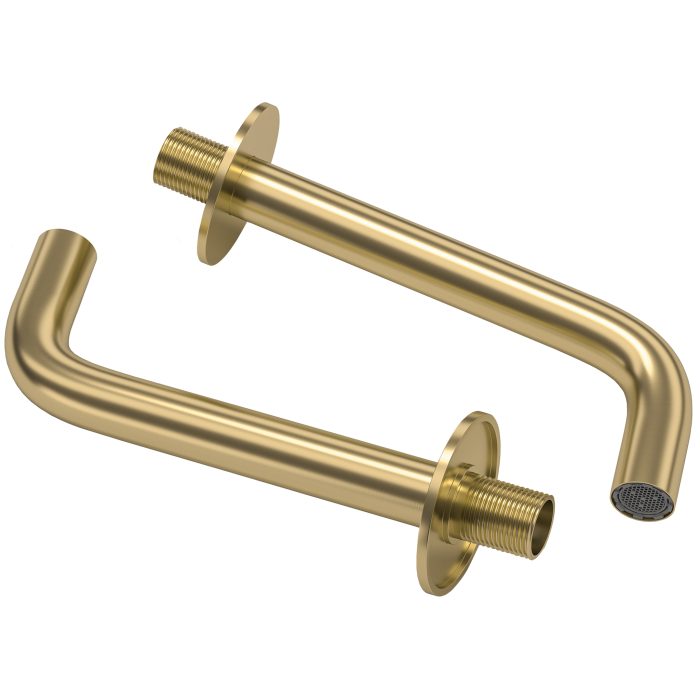 Caño redondo empotrado 21 cm oro mate con protección PVD para lavabo - Imagen 3