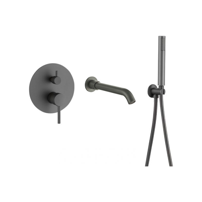 Grifo de bañera monomando gun metal serie jucar