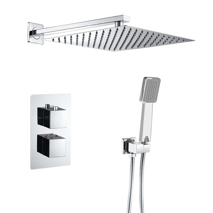 Ducha empotrada termostática pared cuadrada cromada - Serie Eresma