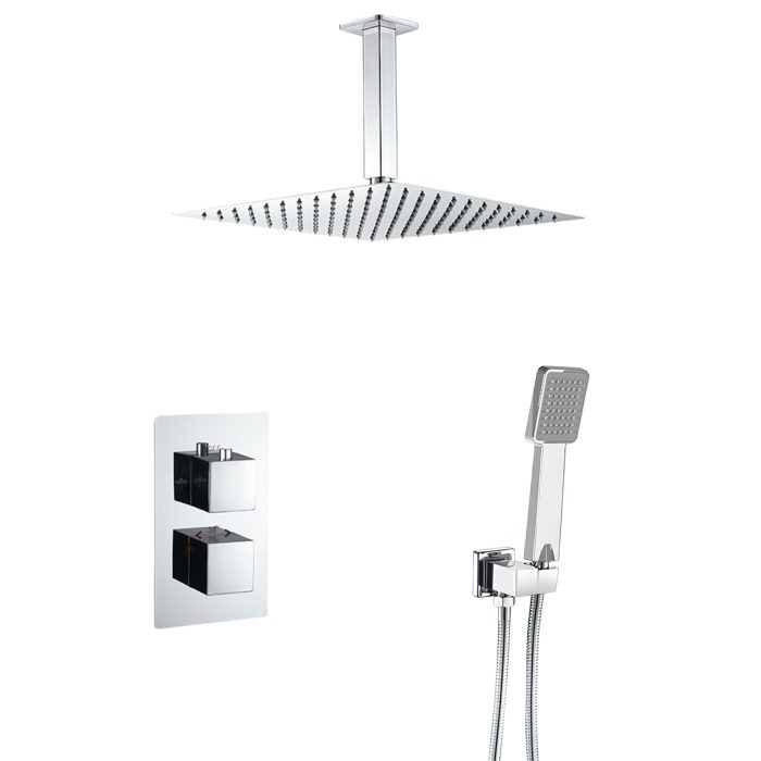 Ducha empotrada termostática techo cuadrada cromada - Serie Eresma