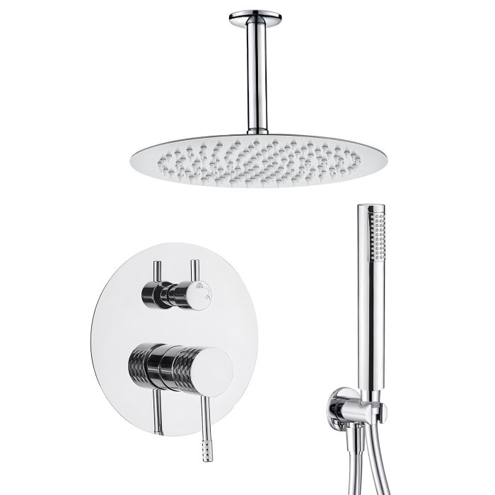 Ducha empotrada monomando techo redonda acabado maneta luxury cromado - Serie Ofin
