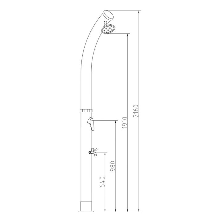 Ducha de exterior para jardín/piscina 18L con tubo curvo solar – Agua fría y caliente - Imagen 7