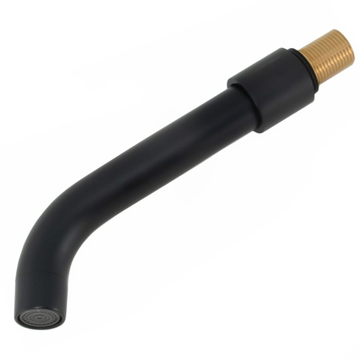 Caño redondo de 15cm negro mate con rosca 1/2