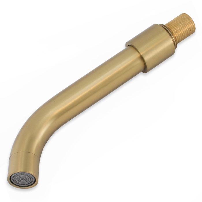 Caño redondo de 15CM oro mate con protección PVD y rosca 1/12