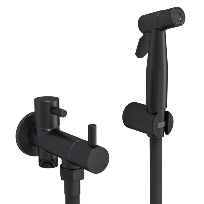 Grifo de bidet empotrado redondo 1 vía agua fría negro mate  - Serie Cabriel