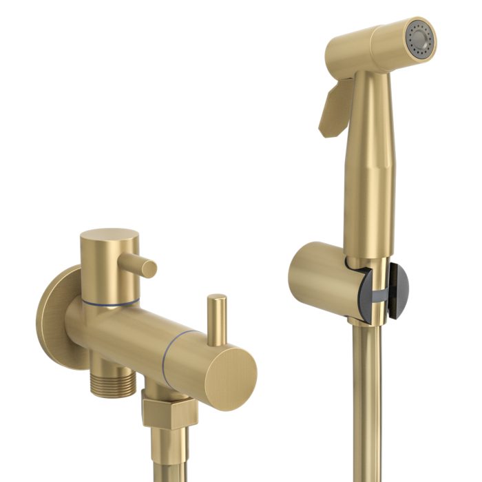 Grifo de bidet empotrado agua fría redondo 1 vía agua fría oro mate con protección PVD -  Serie Cabriel