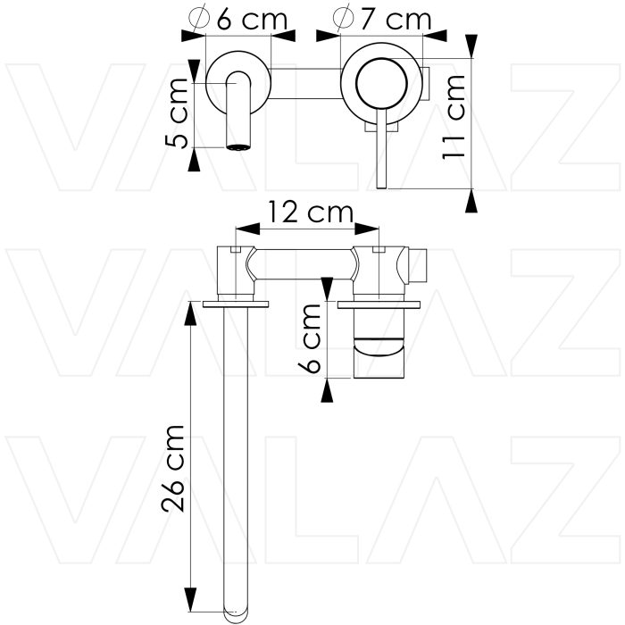 Grifo lavabo empotrado redondo monomando oro mate con protección PVD caño fino de 26cm y fijo - Serie Deva - immagine 2