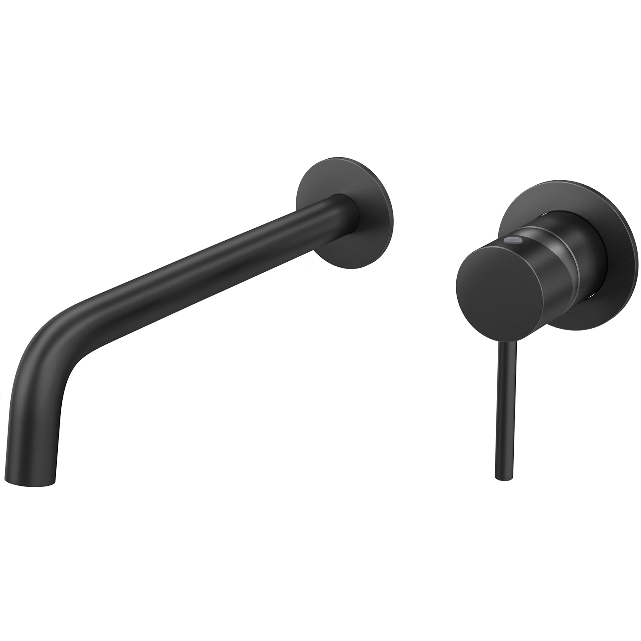 Grifo lavabo empotrado redondo monomando negro mate caño fino de 26 cm y fijo - Serie Deva