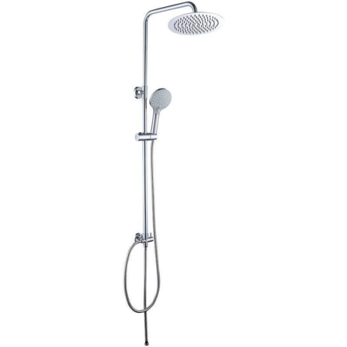 Barra de ducha cromada redonda ajustable hasta 120CM sin grifo