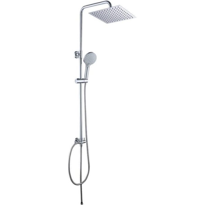 Columna de ducha cromada cuadrada sin grifo