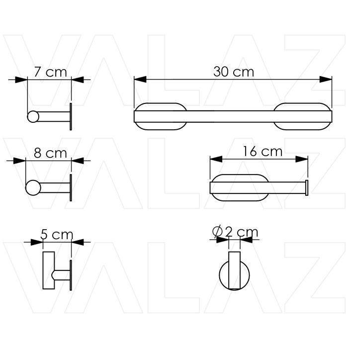 Accesorios de baño adhesivos pegados sin taladro cromado Toallero 30cm+ Percha+ Portarollos - immagine 2