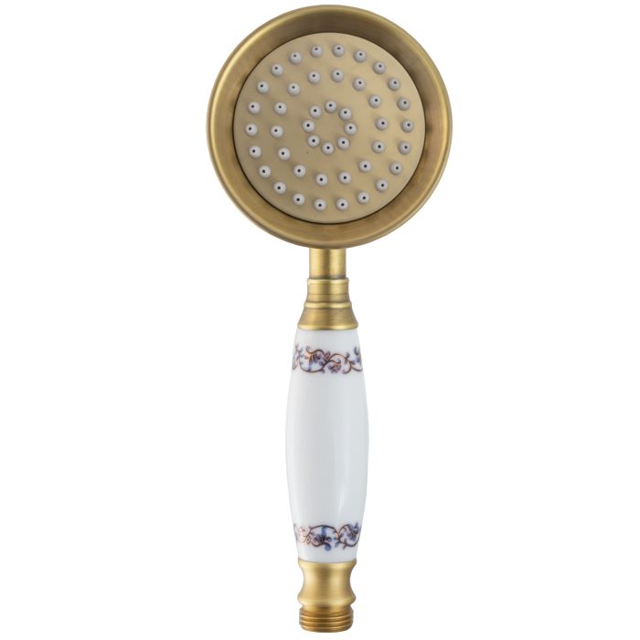 Alcachofa de mano con porcelana en dorado envejecido - immagine 3