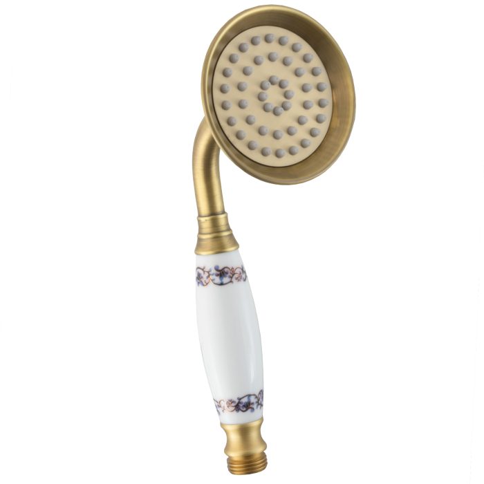 Alcachofa de mano con porcelana en dorado envejecido