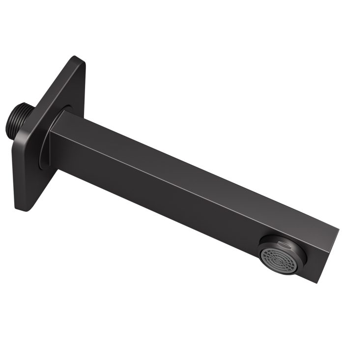 Caño cuadrado de 15CM negro mate con rosca 1/2