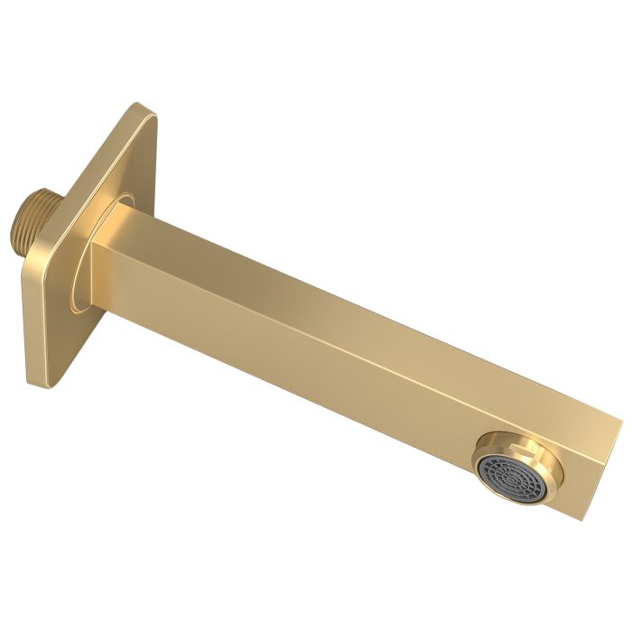Caño cuadrado de 15CM dorado cepillado con rosca 1/2