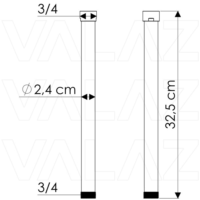 Tubo alargador ducha dorado cepillado 30 cm - immagine 2