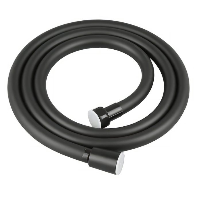 Flexo de ducha en PVC en negro mate 100cm con rosca 1/2