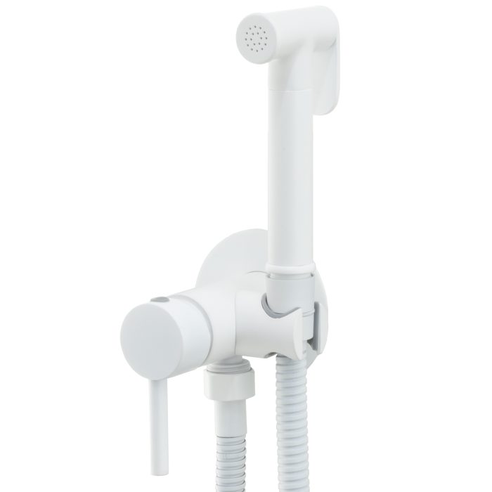 Grifo de bidet empotrado agua fría y caliente redondo 2 vías blanco mate- Serie Guadiana
