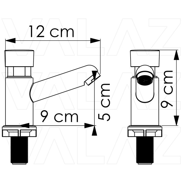 Grifo de lavabo bajo con pulsador temporizador oro mate con protección PVD - Serie Navia - Imagen 2